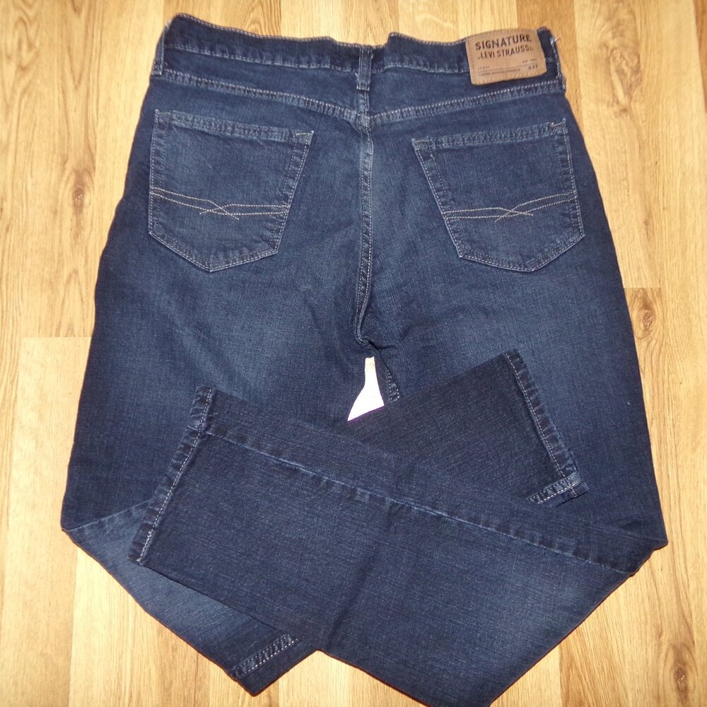 Men's Levi Strauss S37 Slim 33 x 30 Denim Jeans Stretch Dark